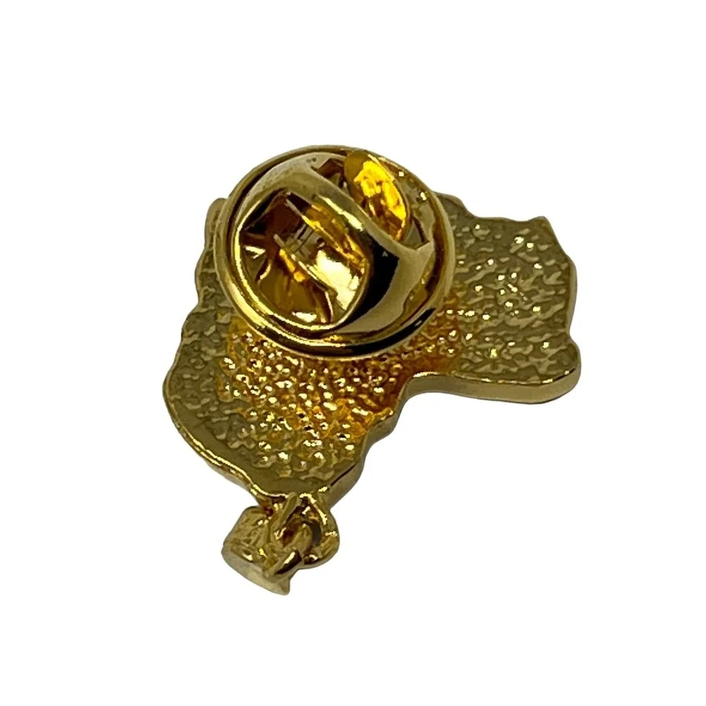 Australia Tasmania Map Brooch Green Enamel Gold Tone Tie Pin‎